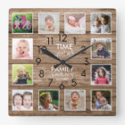Rustic Wood 12 Photo Collage Family Time Quote