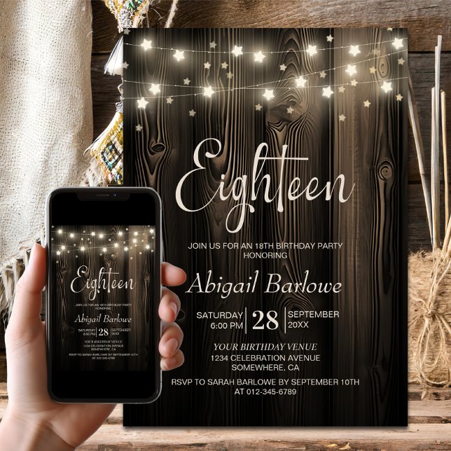 Rustic Wood 18th Birthday Party Invitation (Creator Uploaded)