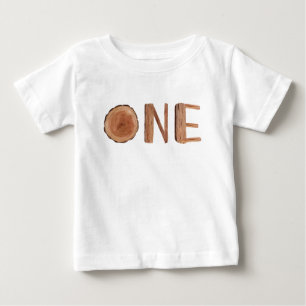 Rustic Wood 1st Birthday One  Baby T-Shirt