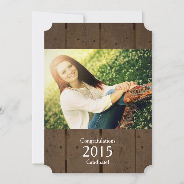 Rustic Wood 2015 Graduate Photo Announcement (Front)