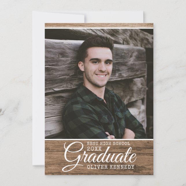 Rustic Wood 2025 Graduate Photo Graduation Announcement (Front)