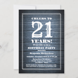 Rustic Wood 21st Birthday Party Invitation
