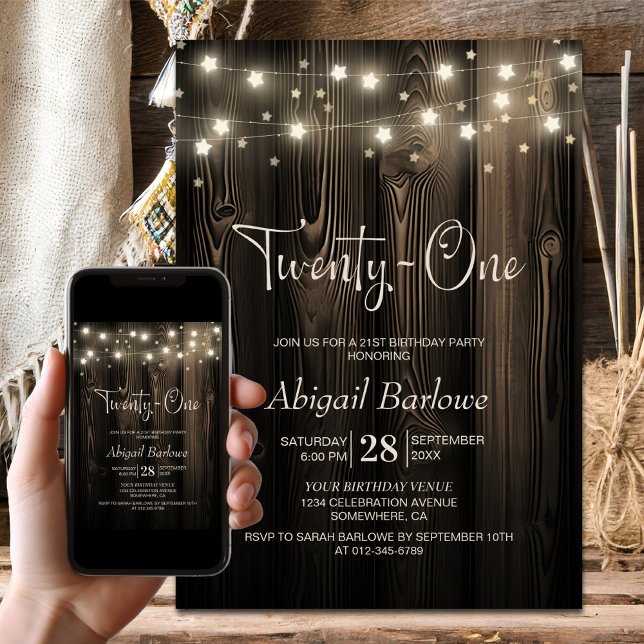 Rustic Wood 21st Birthday Party Invitation (Creator Uploaded)
