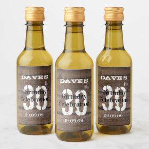 Rustic Wood 30th Any Age Birthday Party Favour Min Wine Label