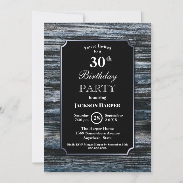 Rustic Wood 30th Birthday Party Invitation (Front)