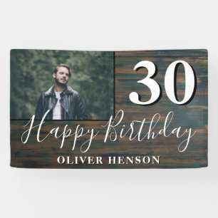 Rustic Wood 30th Birthday Party Photo Banner