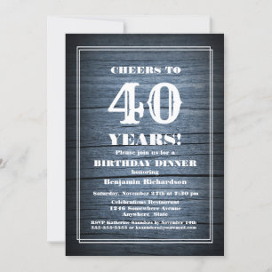 Rustic Wood 40th Birthday Dinner Party Invitation