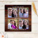 Rustic Wood 4 Custom Photos Save the Date Magnet<br><div class="desc">Save the Date magnet featuring your own 4 photos framed by a rustic wood background.</div>