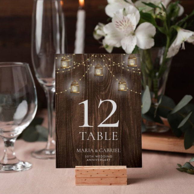 Rustic Wood 50th Wedding Anniversary Table Number (Creator Uploaded)