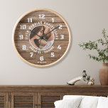 Rustic Wood 5th Wedding Anniversary Couple Photo  Clock<br><div class="desc">The traditional 5th year anniversary gift is wood . Combining the wall clock with WOOD texture background makes an unique gift for 5st wedding anniversary.</div>