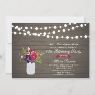 Rustic Wood 60th Surprise Birthday Party Invitation