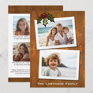 Rustic Wood 6 Photo with Christmas Letter Holiday Card