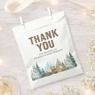 Rustic Wood A Little Camper Baby Shower Favour Bags