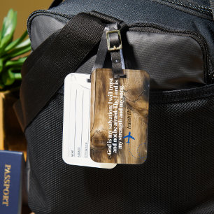 Rustic Wood - Aeroplane with Bible Verse Luggage Tag