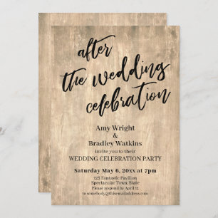 Rustic Wood After the Wedding Celebration Party Invitation