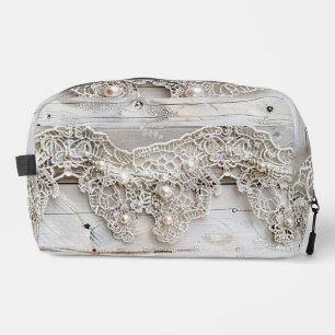 Rustic Wood and Antique Lace Dopp Kit