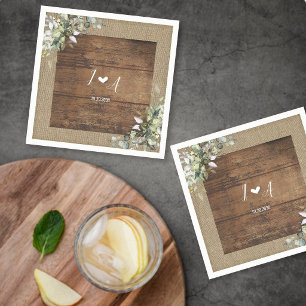 Rustic Wood and Burlap Wedding Napkin