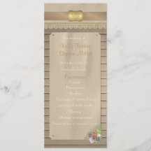 Rustic wood and cowboy belt wedding program