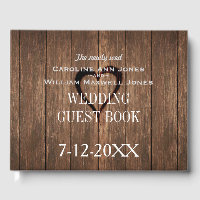Rustic Wood and Engraved Heart Guest Book