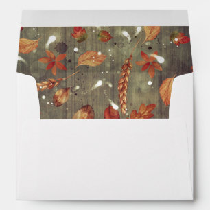 Rustic Wood and Fall Leaves Barn Wedding Envelope