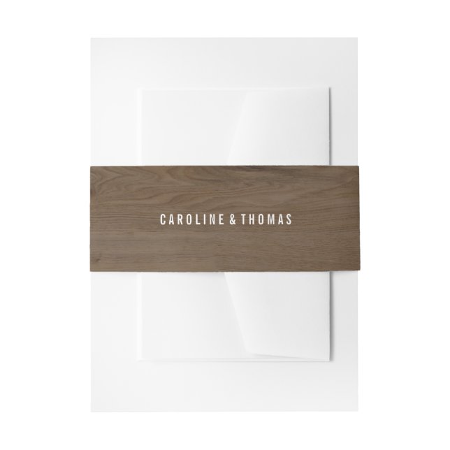 Rustic Wood and Lace Belly Band Design Invitation Belly Band (Front Example)