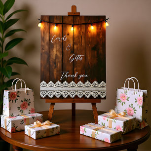 Rustic Wood and Lace Cards & Gifts  Pedestal Sign