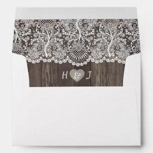 Rustic Wood and Lace Wedding Invitation Envelopes