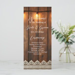 Rustic Wood and Lace Wedding Program Programme