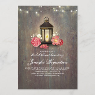Rustic Wood and Lantern Barn Bridal Shower Invitation