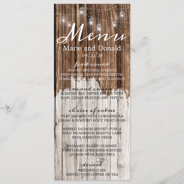 Rustic Wood and Lanterns Menu (Front)
