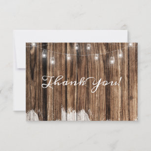 Rustic Wood and Lanterns Thank You Card