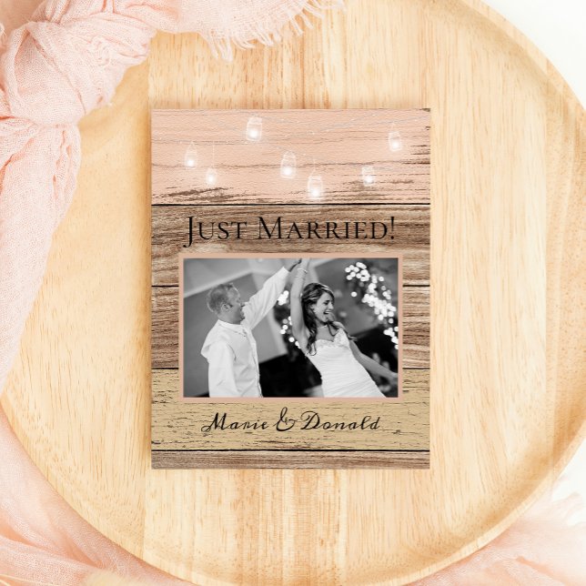 Rustic Wood and Lanterns Wedding Announcement (Creator Uploaded)