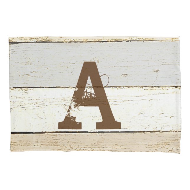 Rustic wood and letter pillow case (Front)