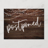 Rustic Wood and Light Strings Postponed Wedding
