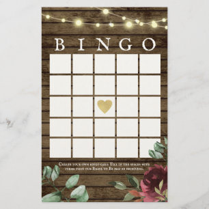 Rustic Wood and Lights Bingo Game Flyer