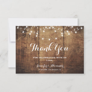 Rustic Wood And Lights Thank You Card