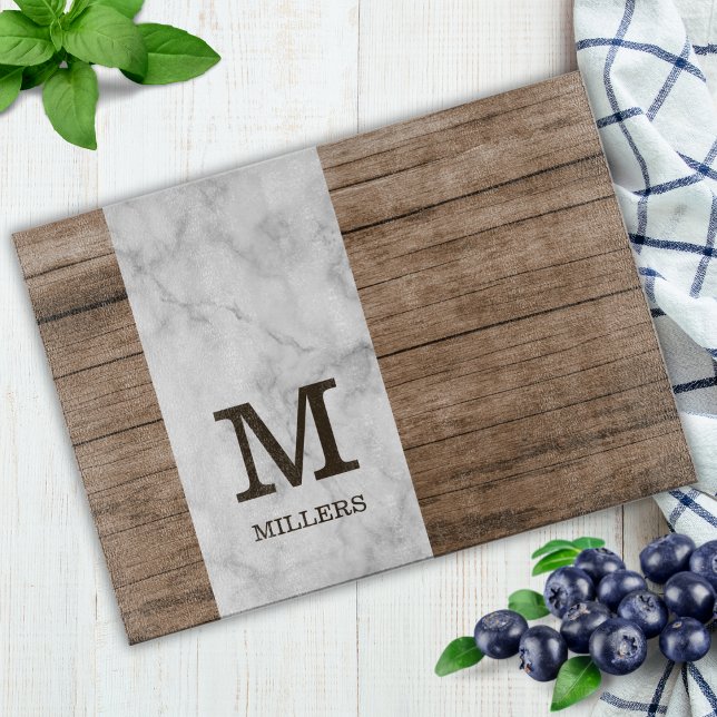 Rustic Wood and Marble Family Name Monogrammed   Cutting Board (Rustic Wood and Marble Family Name Monogrammed Cutting Board
)