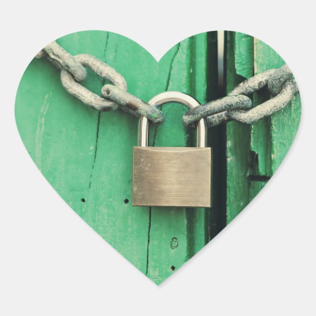 Rustic Wood and Padlock Heart Sticker (Front)