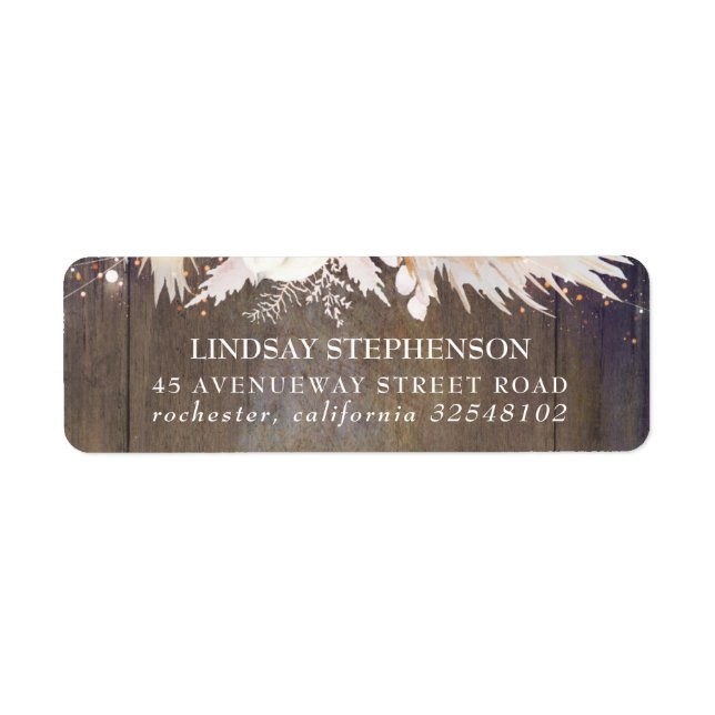 Rustic Wood and Pampas Grass Label (Front)