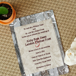 Rustic Wood and Parchment Wedding Invitations