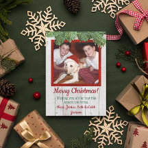 Rustic Wood and Pine Photo Christmas Card