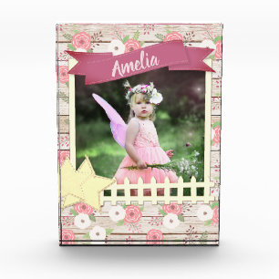Rustic Wood and Pink Floral Custom Photo and Name