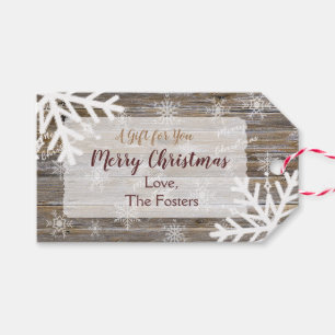 Rustic Wood and Snowflakes Gift Tag