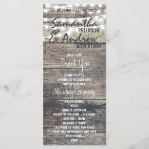 Rustic wood and string lights Wedding Program Programme