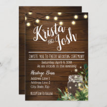 Rustic Wood and Succulent Wedding Invitation