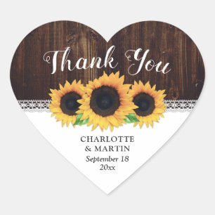Rustic Wood and Sunflower Wedding Favour Stickers