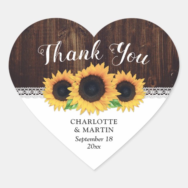 Rustic Wood and Sunflower Wedding Favour Stickers (Front)