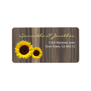 Rustic Wood and Sunflowers Label