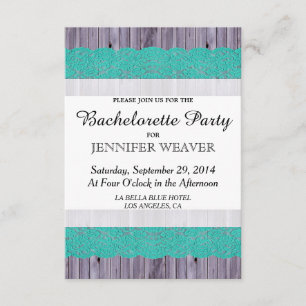Rustic Wood and Teal Lace Invitation