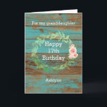 Rustic Wood and Watercolor Floral 17th Birthday Card<br><div class="desc">A rustic personalised 17th birthday card for her. You will be able to personalise the front of this pretty teal wood birthday card with her age and name. This personalised rustic 17th birthday card would make a wonderful card keepsake for granddaughter,  daughter,  niece,  etc.</div>